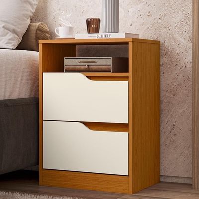 Mesa De Cabeceira 2 Gavetas Sole Flex Cinamomo/off White - Albatroz