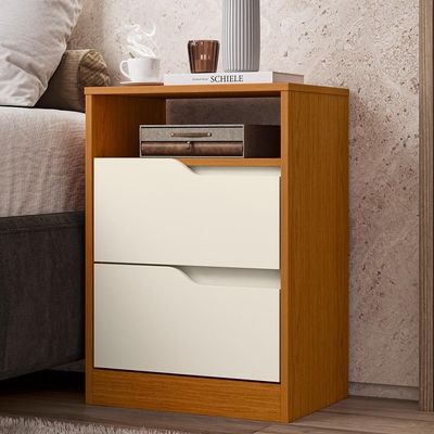 Mesa De Cabeceira 2 Gavetas Sole Flex Cinamomo/off White - Albatroz