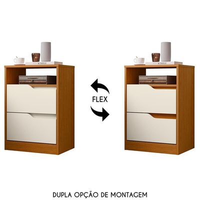 Mesa De Cabeceira 2 Gavetas Sole Flex Cinamomo/off White - Albatroz