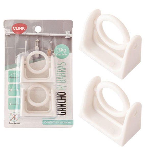 Kit 2 Ganchos Adesivo Barra E Suporte De Varao Ck6696