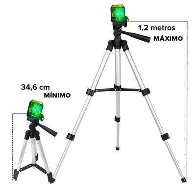 Kit Mini Nível Laser 20m Com Tripé 2 Linhas E Bateria Recarregável