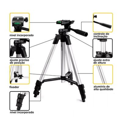 Kit Mini Nível Laser 20m Com Tripé 2 Linhas E Bateria Recarregável