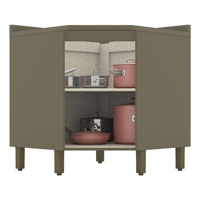 Balcão Canto Oblíquo 1 Porta Com Tampo Connect Duna-cristal - Móveis Henn Duna-cristal