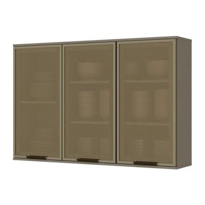 Armário Aéreo 3 Portas De Vidro 120cm Connect Duna-cristal - Móveis Henn Duna-cristal