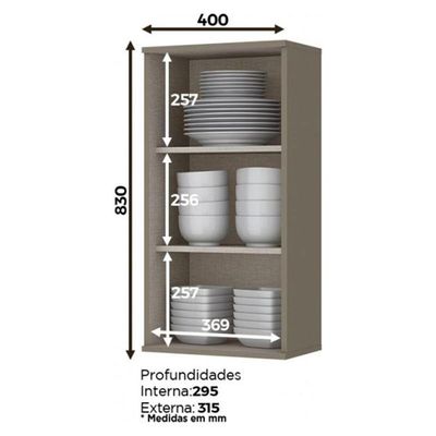 Armário Aéreo 1 Porta 40x83cm Connect Duna-cristal - Móveis Henn Duna-cristal