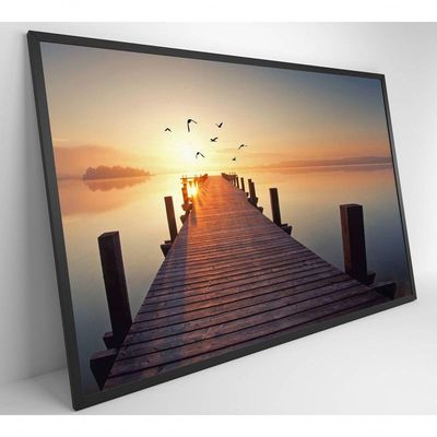 Quadro Pássaros Voando No Pôr Do Sol Medidas 90x60 Cm Impressão Vidro Acrílico