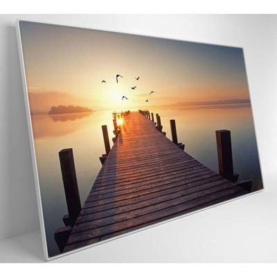 Quadro Pássaros Voando No Pôr Do Sol Medidas 90x60 Cm Impressão Vidro Acrílico