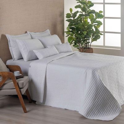 Kit Cobre Leito King 7 Peças Bordado Urbany 100% Poliéster Hipercal 400 Fios Cor:branco.