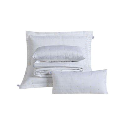 Kit Cobre Leito Casal Padrão 7 Peças Bordado Urbany 100% Poliéster Hipercal 400 Fios Branco