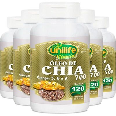 Kit 5 óleo De Chia 120 Cápsulas Unilife