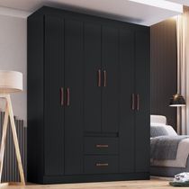 Guarda-roupas 6 Portas 2 Gavetas Multimóveis Cr35111 - Preto Preto