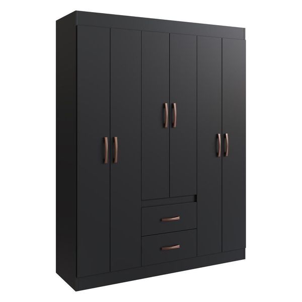 Guarda-roupas 6 Portas 2 Gavetas Multimóveis Cr35111 - Preto Preto