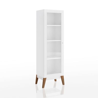 Cristaleira Malta 1 Porta Vidro 40x37x158 cm Branco Genialflex