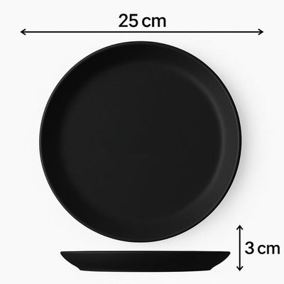 Prato Plástico Redondo Cozy 25cm Refeição Preto Resistente Raso Coza