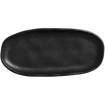 Kit 40 Travessas Rasas Sushi 16x8cm Orgânico Preto Matte Restaurante Japonês Buffet Porto Brasil
