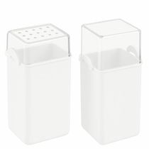 Kit Paliteiro e Saleiro de Mesa 70ml Branco Coza Plástico Dispenser Sal Porta Palitos