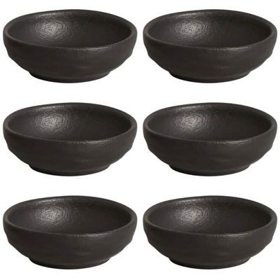 Kit 6 Ramequins 9x3cm Cerâmica 70ml Orgânico Preto Matte Molheira Porto Brasil Petiscos