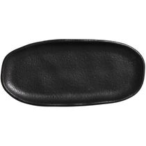 Kit 15 Travessas Cerâmica para Sushi 16,5x8cm Orgânico Preto Fosco Restaurante Porto Brasil