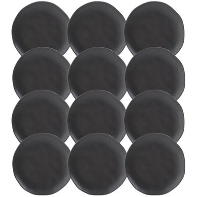 Jogo 12 Pratos de Sobremesa Porto Brasil 19cm Cerâmica Preto Fosco Mousse Petit Gâteau Brownie