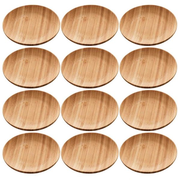 Kit 12 Pratos de Bambu Redondos 11cm Sobremesas Petiscos Lyo