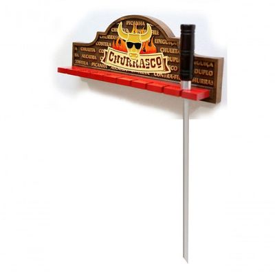 Placa Decorativa Porta-espetos - Churrasco, Cerveja E Decoração