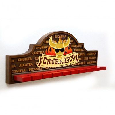 Placa Decorativa Porta-espetos - Churrasco, Cerveja E Decoração