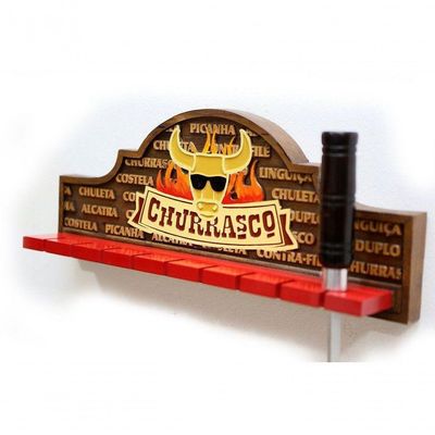 Placa Decorativa Porta-espetos - Churrasco, Cerveja E Decoração