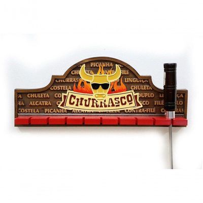 Placa Decorativa Porta-espetos - Churrasco, Cerveja E Decoração