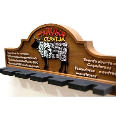 Placa Decorativa Porta-espetos - Churrasco E Cerveja