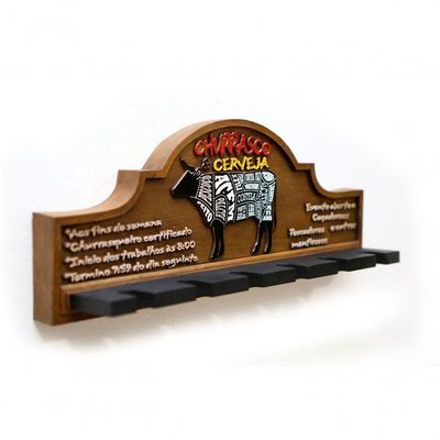 Placa Decorativa Porta-espetos - Churrasco E Cerveja