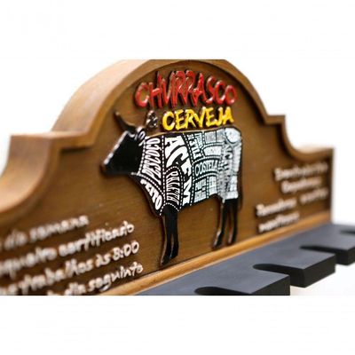 Placa Decorativa Porta-espetos - Churrasco E Cerveja