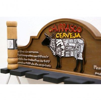Placa Decorativa Porta-espetos - Churrasco E Cerveja