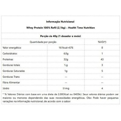 Whey Protein 100% Refil 2,1kg Sabor Chocolate Branco