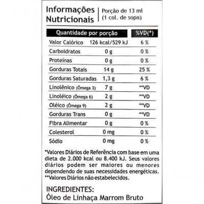 Kit 5 Óleo De Linhaça Marrom Extra Virgem 250Ml