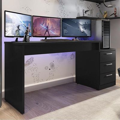 Mesa Para Computador Desk Gamer Drx-5000 Preto Black - Pr Móveis Preto Black