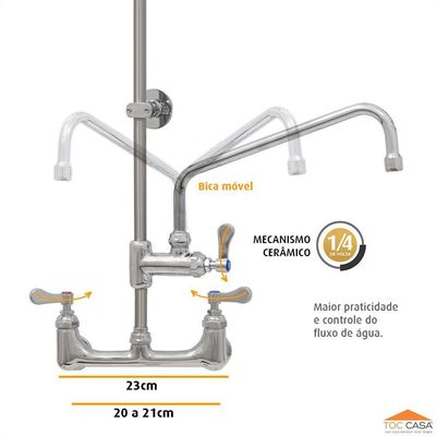 Misturador Profissional Pré Lavagem Esguicho E Bica Parede
