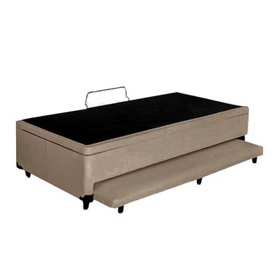Cama Box Baú Auxiliar Solteiro Sintético Espuma 8cm 45x88x188 Bege