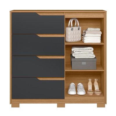 Cômoda Sole 1 Porta E 4 Gavetas Flex Nature-titanium - Móveis Albatroz Nature-titanium