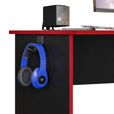 Mesa Para Computador Gamer Slim Preto-vermelho - Peternella Móveis Preto-vermelho
