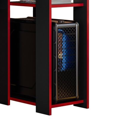 Mesa Para Computador Gamer Slim Preto-vermelho - Peternella Móveis Preto-vermelho