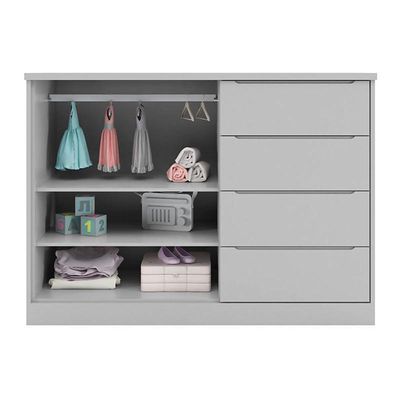 Cômoda Infantil Pérola Com 2 Portas E 4 Gavetas Cinza - Phoenix Baby Cinza