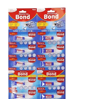 Cartela Super Cola Instantanea Western 3g 12 Unidade