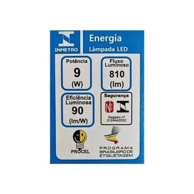 Lâmpada Led A60 Blumenau 9w-6500k Luz Branco Frio