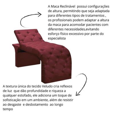 Maca Estofada Estética Cílios Regulável Spa Veludo Maitê Bordô