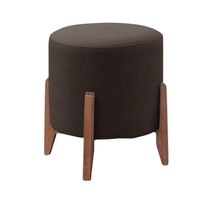 17482659072940 Puff Estofado Decorativo Para Sala Redondo Eloá Veludo Marrom