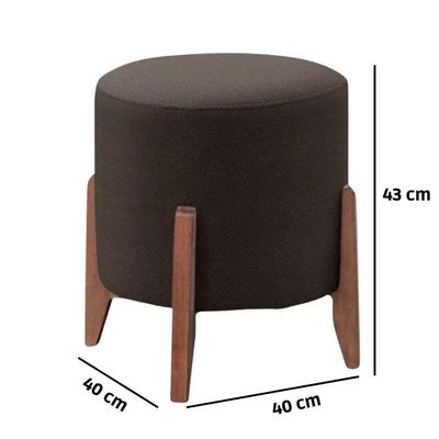 Puff Estofado Decorativo Para Sala Redondo Eloá Veludo Marrom