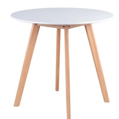 Mesa De Jantar Leda Redonda 80cm Branca Estilo Eames Com Pés Madeira