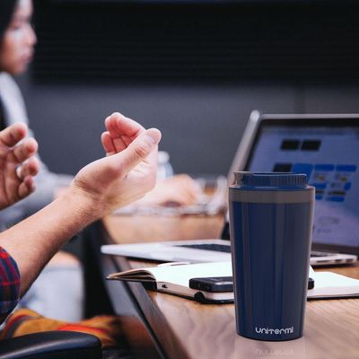 Copo Térmico Com Tampa 400 Ml Azul - Unitermi