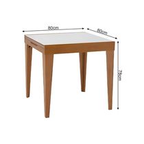 Conjunto De Jantar Mesa Tock 80cm Com 4 Cadeiras Aline Linho Creme - Mel