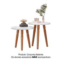 Conjunto Mesa De Cabeceira Redonda Canto Apoio Cama Quarto Atalanta Branco